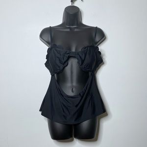 Cupshe Black Tankini - Cutout Scalloped